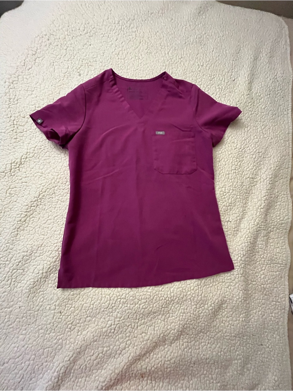 Figs Women's V-Neck Scrub Top in Berry Plum